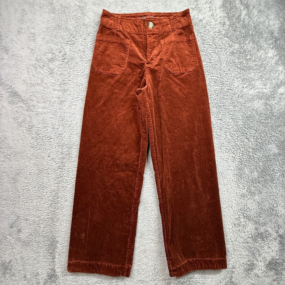 Matty M Corduroy Jeans Burnt Orange Pants Baggy High Rise Womens XS Modal Blend